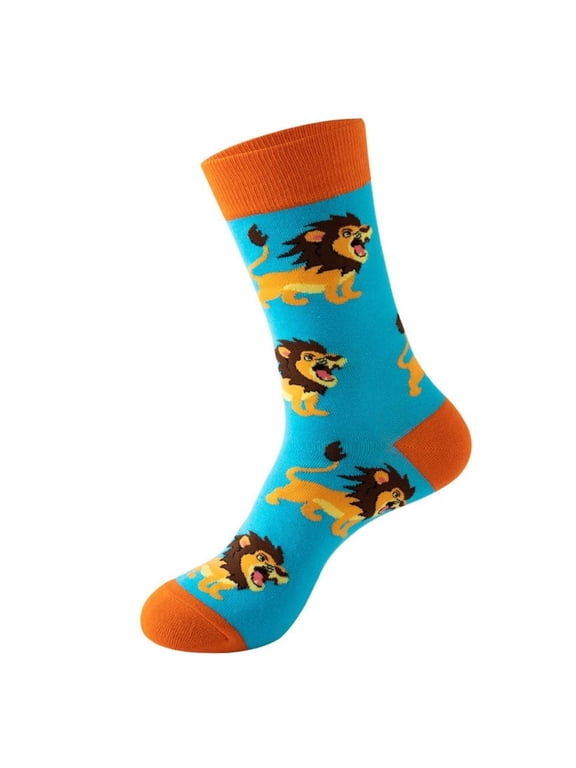 Crew Cute Animal Lion Socks, Suitable for Men and Women, 1 pair