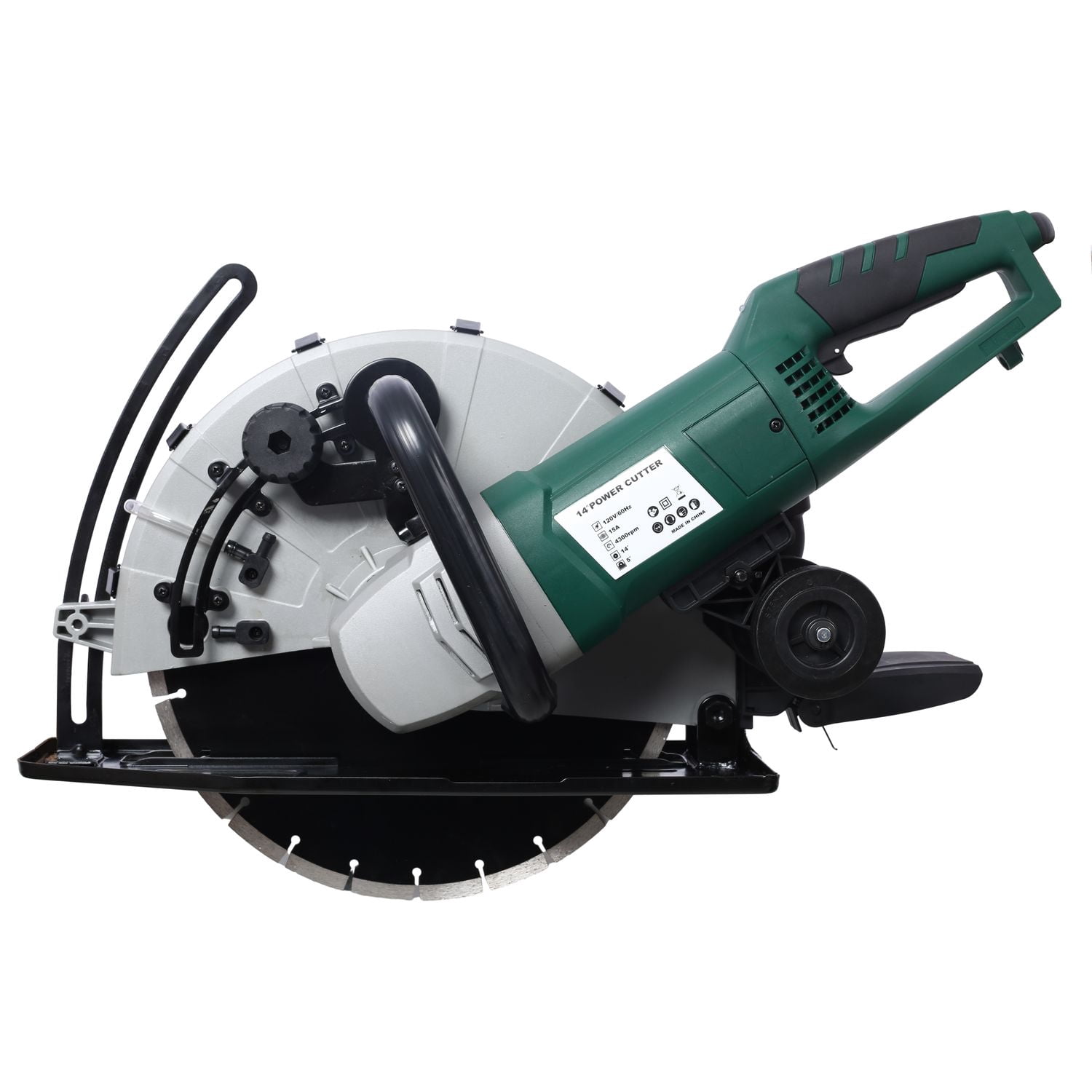 FARONZE Electric 14" Cut Off Saw with Wet/Dry Functionality and Water Line Attachment, Black Metal, 30" Length