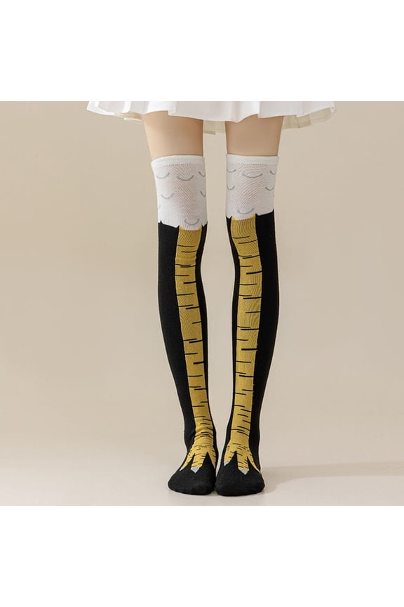 Over-the-Knee Black Chicken Legs Socks, Funny, 17 inch