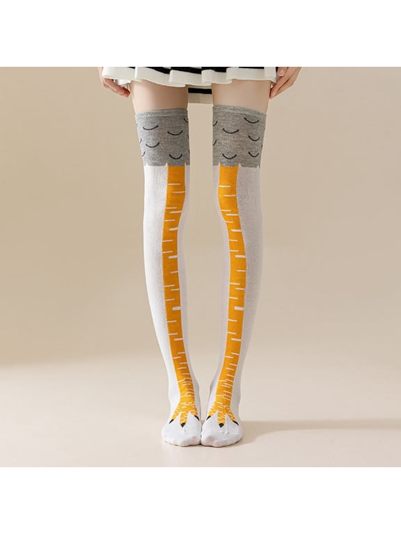 Over-the-Knee White Chicken Legs Socks, Funny, 17 inch