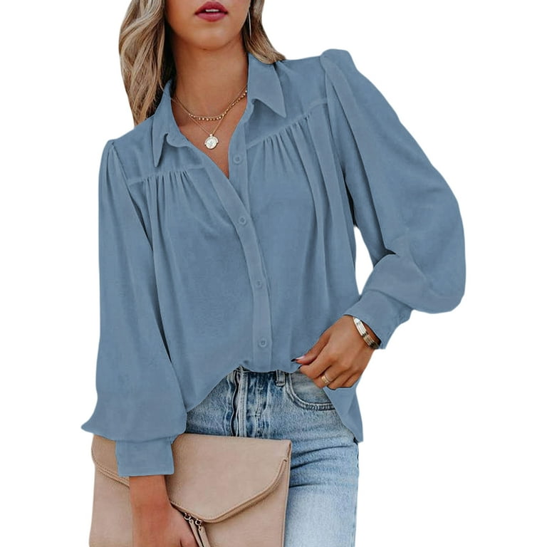 FARYSAYS Womens Long Sleeve Blouses and Tops Button Up Lightweight