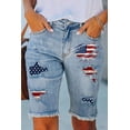 thumbnail image 1 of FARYSAYS Distressed Ripped Bermuda Jean Shorts for Women Star Print Mid Rise Denim Bermuda Shorts Knee Length Shorts Women American Flag Print Sky Blue, 1 of 7
