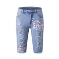 thumbnail image 1 of FARYSAYS Summer Denim Shorts for Women High Rise Stretch Denim Shorts Mid Rise Ripped Distressed Jean Shorts Nightfall Blue Fit Size 4-18, 1 of 10