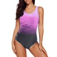 thumbnail image 1 of FARYSAYS Summer Swimsuit Womens One Piece Swimsuits Color Block Print Cross Open Back Bathing Suits Athletic Training Swimwear, S-XXL, 1 of 7