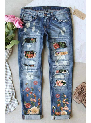 Brglopf Jean Leggings Jeggings for Women High Waist Tummy Control with  Pockets Skinny Stretchy Denim Print Jeans Pencil Pants