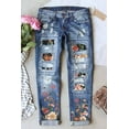 thumbnail image 1 of FARYSAYS Tummy Control Jeans for Women's Ripped Boyfriend Jeans Distressed Stretch Floral Patches Womens Straight Leg Jeans Size L, 1 of 8