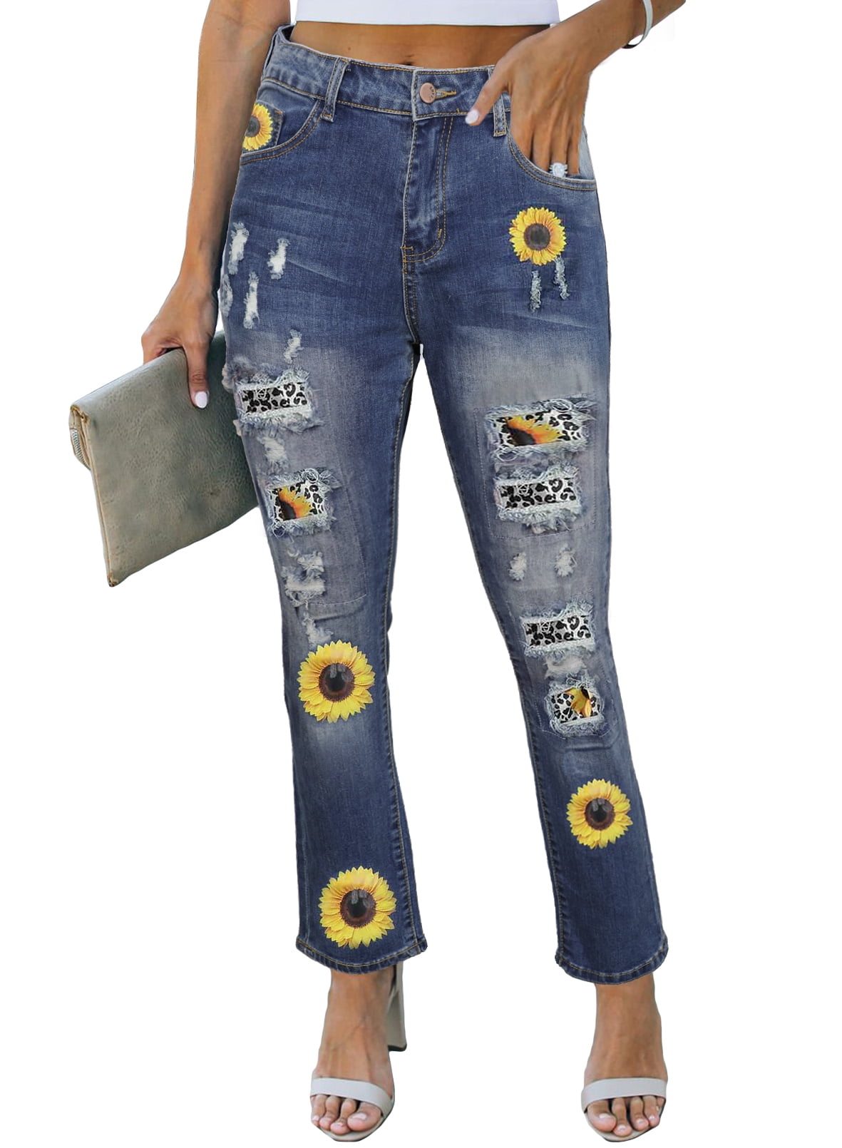 Stretch Jeans Jeans With Leopard Patches Judy Blue Jeans Womens