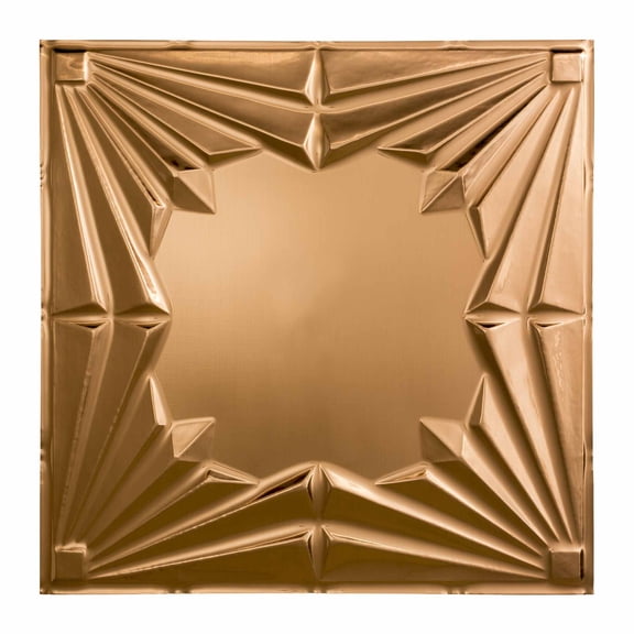 FASÄDE Art Deco Decorative Vinyl 2ft x 2ft Lay in Ceiling Panel in Polished Copper (5 Pack)