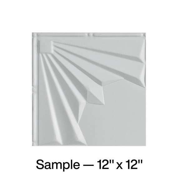 FASÄDE Art Deco Decorative Vinyl Glue Up Ceiling Panel in Matte White (12X12 Inch Sample)