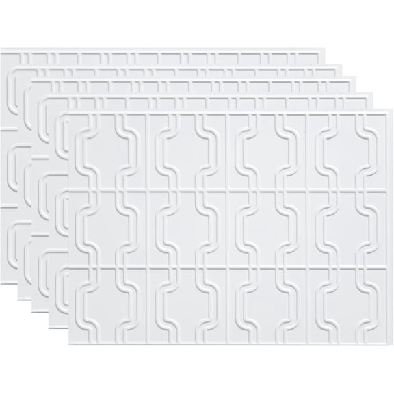 FASÄDE Chain Decorative Vinyl Backsplash Panel in Matte White (5 Pack)
