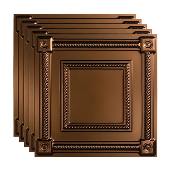 FASÄDE Coffer Decorative Vinyl 2ft x 2ft Lay in Ceiling Panel in Oil Rubbed Bronze (5 Pack)