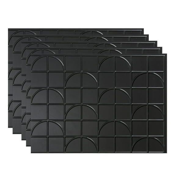 FASÄDE Crescent Decorative Vinyl 18in x 24in Backsplash Panel in Matte Black (5 Pack)