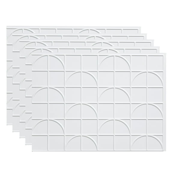 FASÄDE Crescent Decorative Vinyl 18in x 24in Backsplash Panel in Matte White(5 Pack)