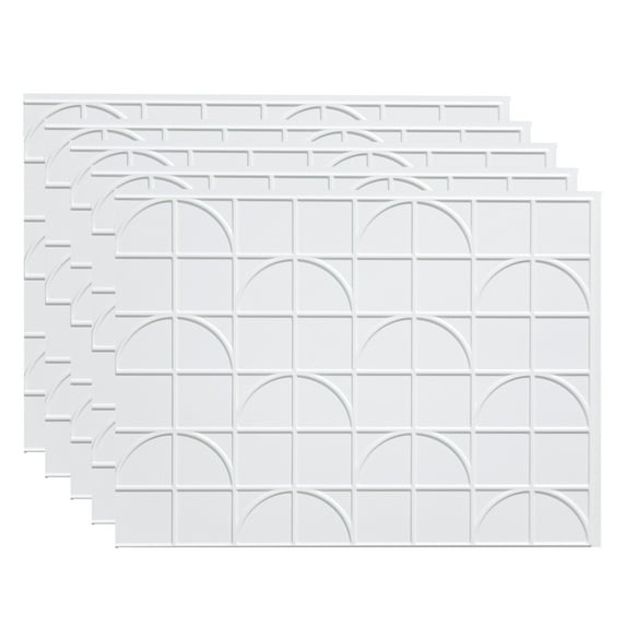FASÄDE Crescent Decorative Vinyl 18in x 24in Backsplash Panel in Matte White(5 Pack)