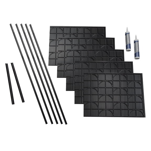 FASÄDE Crescent Decorative Vinyl Backsplash 15 sq ft Kit in Brushed Onyx