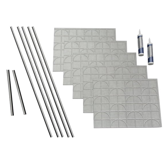 FASÄDE Crescent Decorative Vinyl Backsplash 15 sq ft Kit in Cashmere