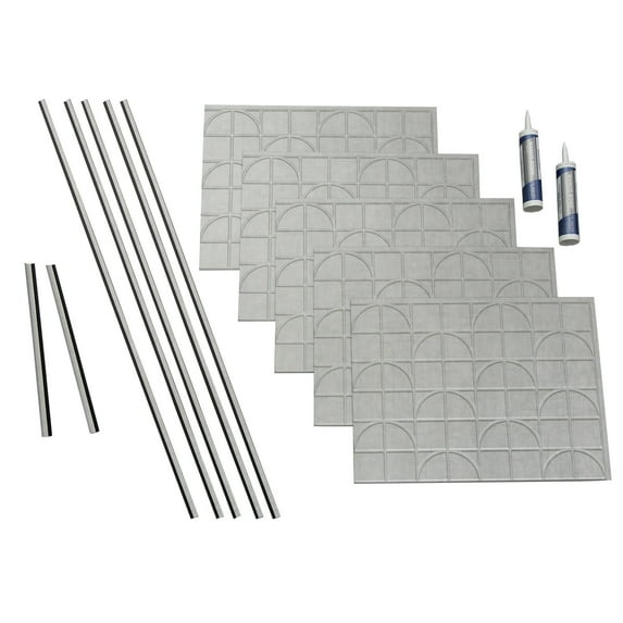 FASÄDE Crescent Decorative Vinyl Backsplash 15 sq ft Kit in Cashmere
