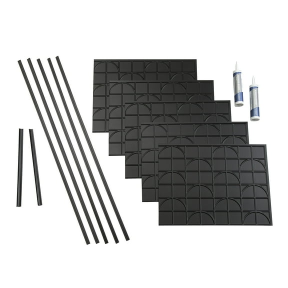 FASÄDE Crescent Decorative Vinyl Backsplash 15 sq ft Kit in Matte Black