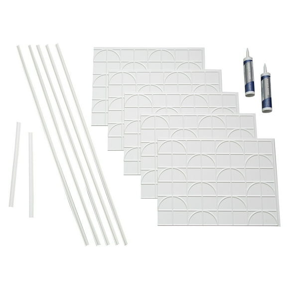 FASÄDE Crescent Decorative Vinyl Backsplash 15 sq ft Kit in Matte White