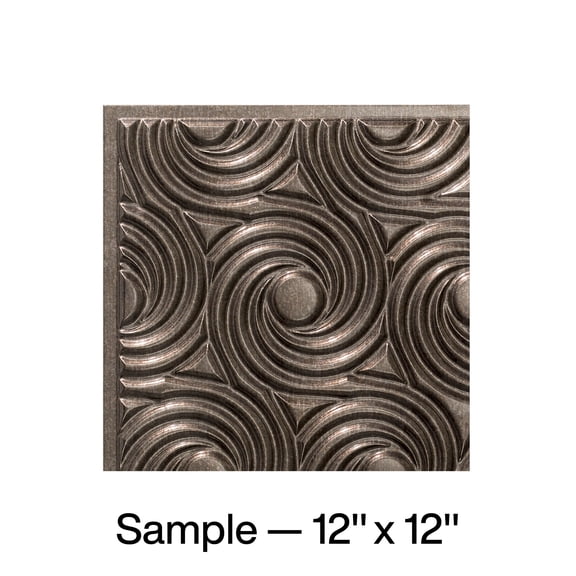 FASÄDE Cyclone Decorative Vinyl Glue Up Ceiling Panel in Smoked Pewter (12X12 Inch Sample)