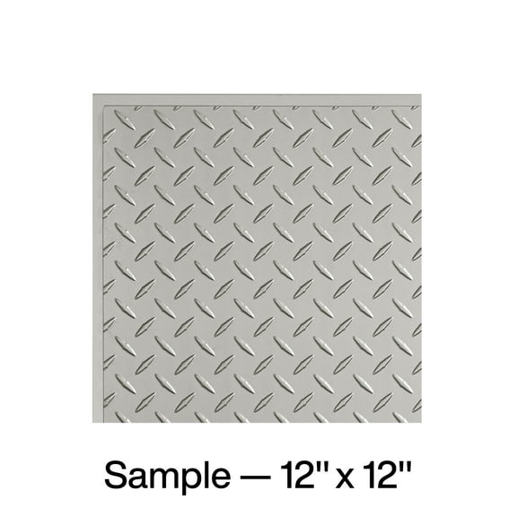 FASÄDE Diamond Plate Decorative Vinyl Wall Panel in Argent Silver (12X12 Inch Sample)