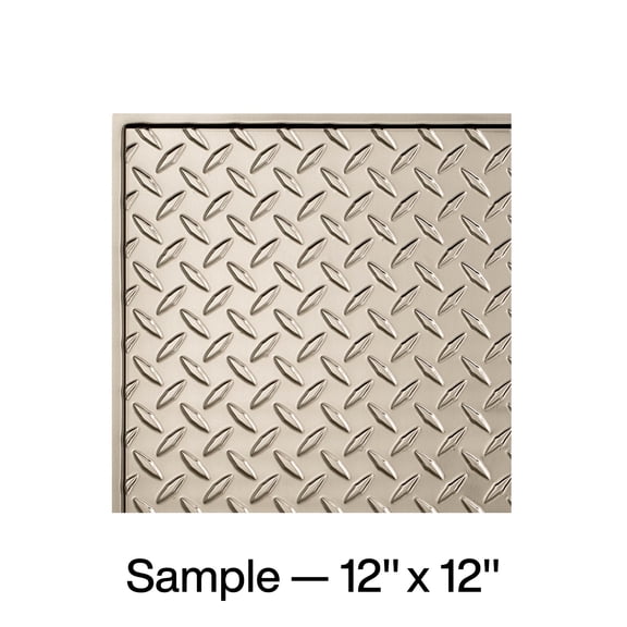 FASÄDE Diamond Plate Decorative Vinyl Wall Panel in Brushed Nickel (12X12 Inch Sample)