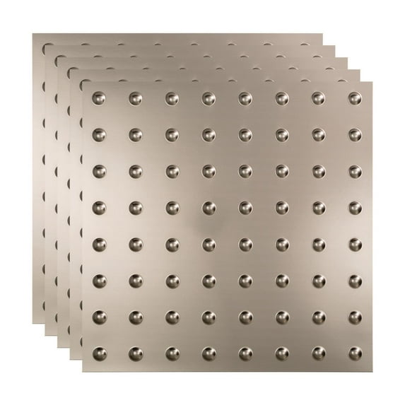 FASÄDE Dome Decorative Vinyl 2ft x 2ft Lay in Ceiling Panel in Brushed Nickel (5 Pack)