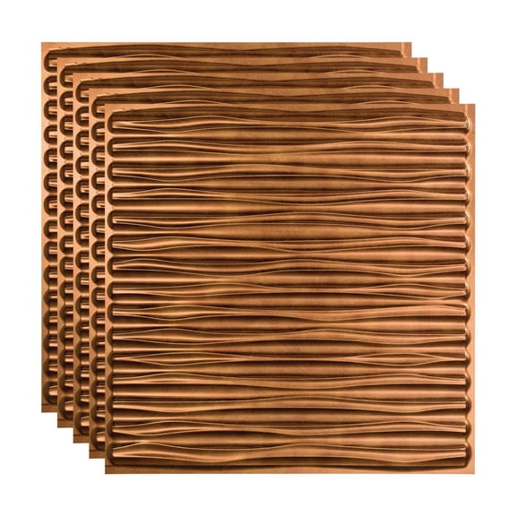 FASÄDE Dunes Decorative Vinyl 2ft x 2ft Lay in Ceiling Panel in Antique Bronze (5 Pack)