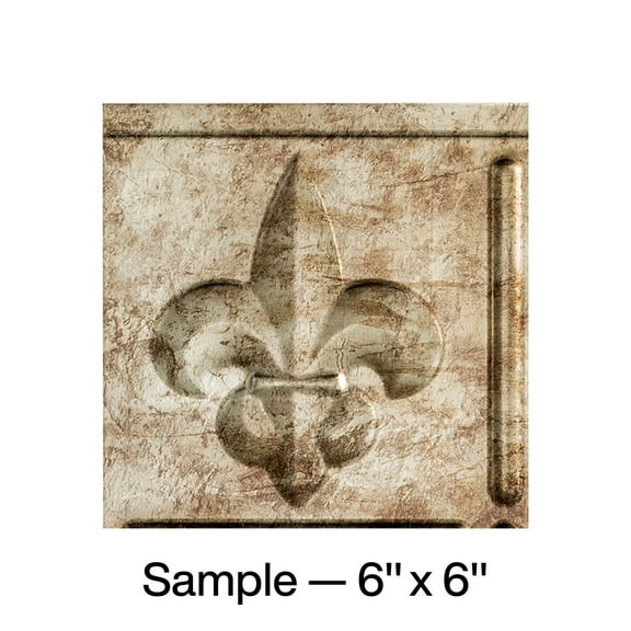 FASÄDE Fleur de Lis Decorative Vinyl Backsplash Panel in Bermuda Bronze (6X6 Inch Sample)