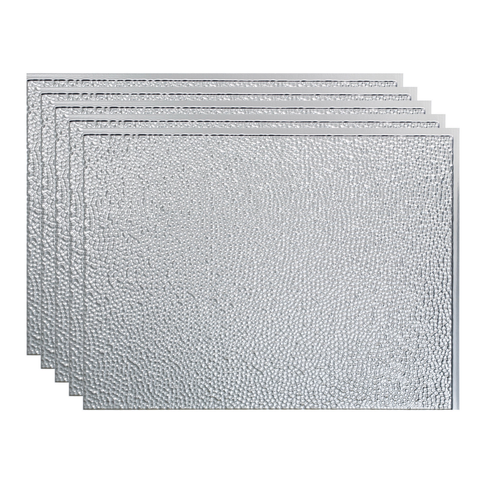 FASÄDE Hammered Decorative Vinyl 18in x 24in Backsplash Panel in Brushed Aluminum (5 Pack)