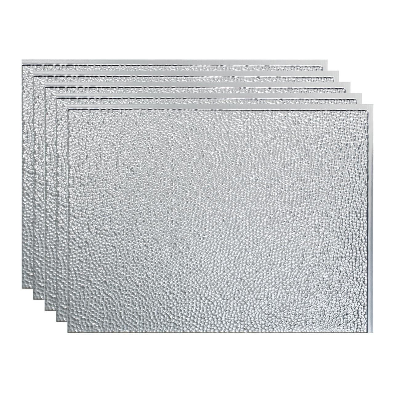 Fas De Hammered Decorative Vinyl In X In Backsplash Panel In Brushed Aluminum Pack