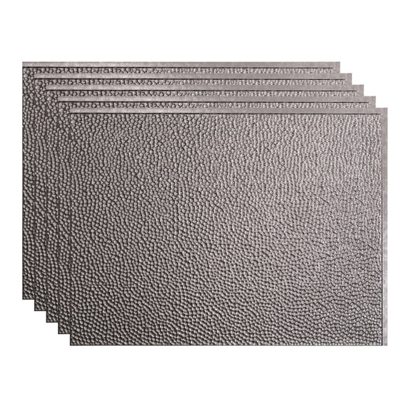 FASÄDE Hammered Decorative Vinyl 18in x 24in Backsplash Panel in Galvanized Steel (5 Pack)
