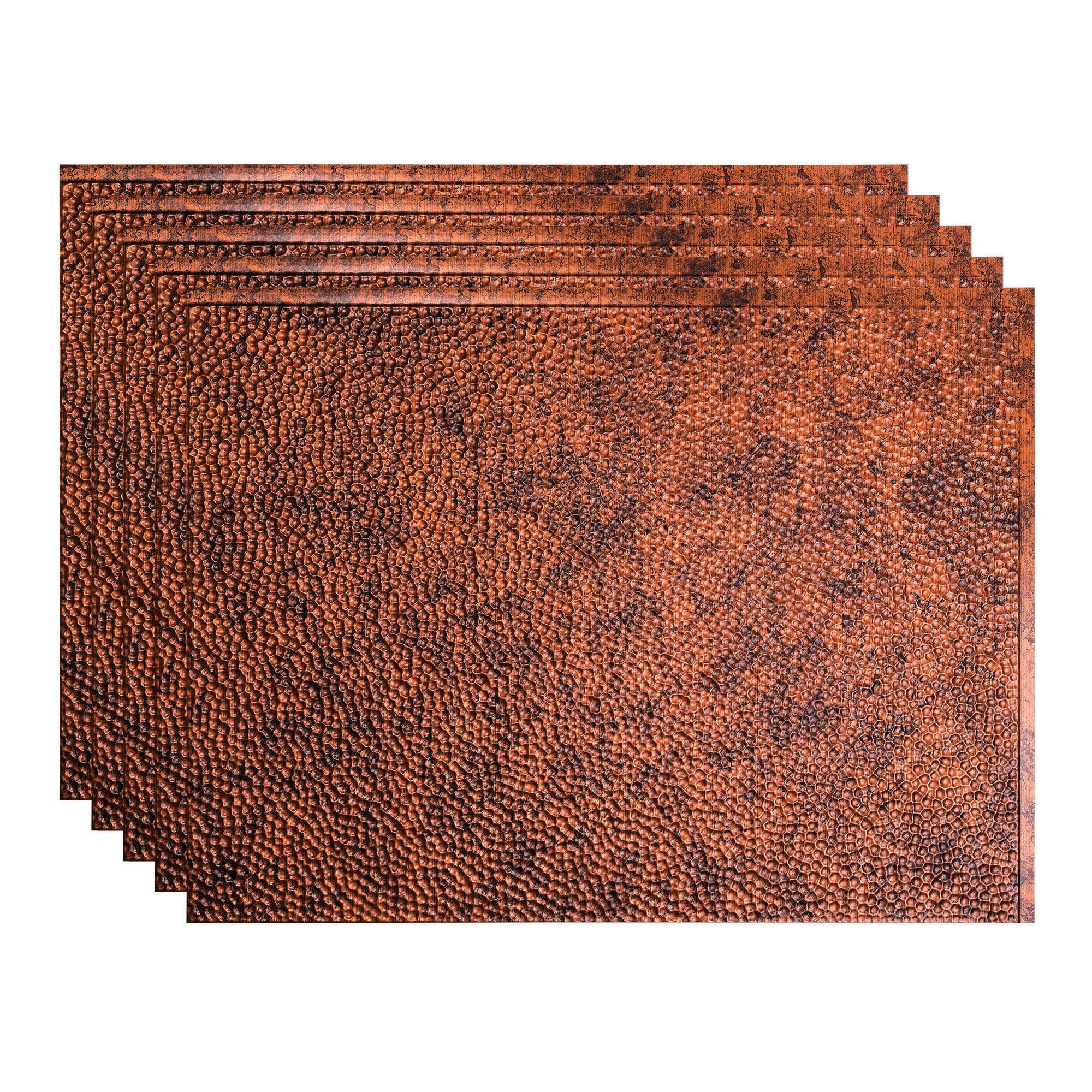 FASÄDE Hammered Decorative Vinyl 18in x 24in Backsplash Panel in Moonstone Copper (5 Pack)
