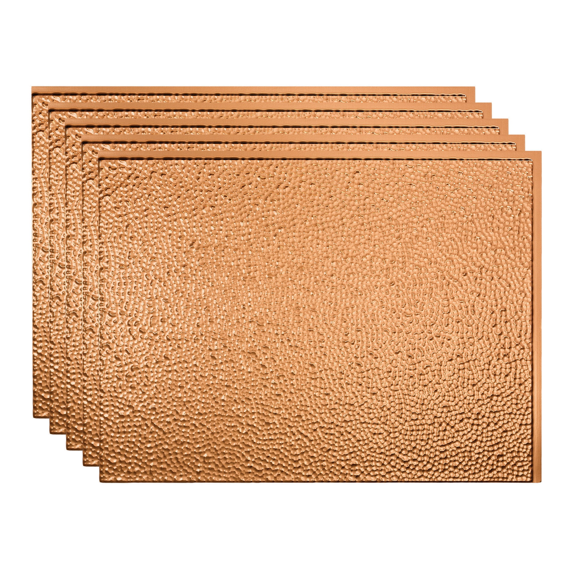 FASÄDE Hammered Decorative Vinyl 18in x 24in Backsplash Panel in Polished Copper (5 Pack)