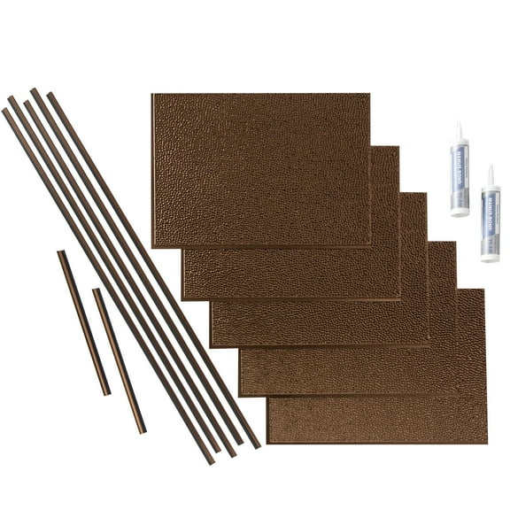 FASÄDE Hammered Decorative Vinyl Backsplash 15 sq ft Kit in Oil Rubbed Bronze