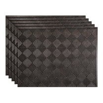 FASÄDE Miniquattro Decorative Vinyl 18in x 24in Backsplash Panel in Smoked Pewter (5 Pack)