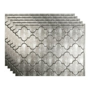 FASÄDE Monaco Decorative Vinyl 18in x 24in Backsplash Panel in Crosshatch Silver (5 Pack)