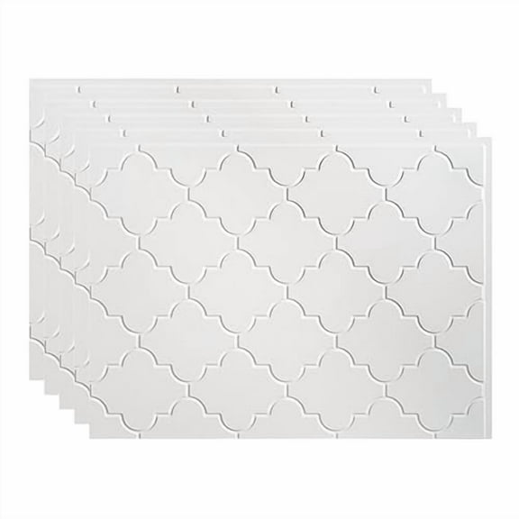 FASÄDE Monaco Decorative Vinyl 18in x 24in Backsplash Panel in Gloss White (5 Pack)
