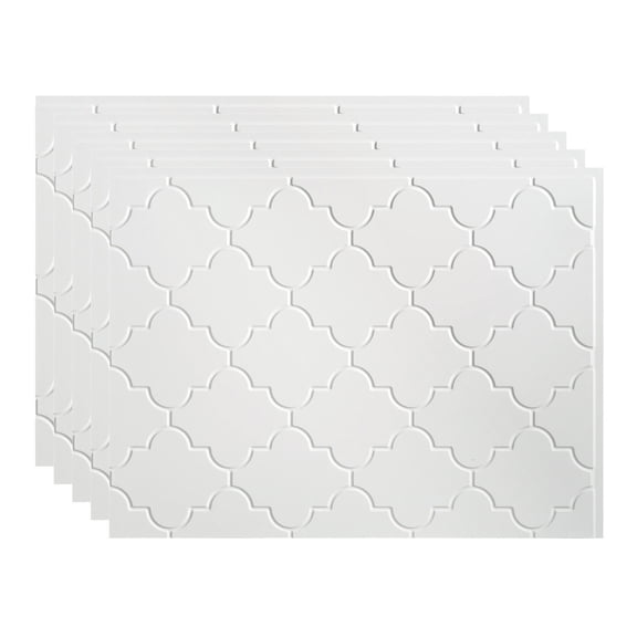 FASÄDE Monaco Decorative Vinyl 18in x 24in Backsplash Panel in Gloss White (5 Pack)