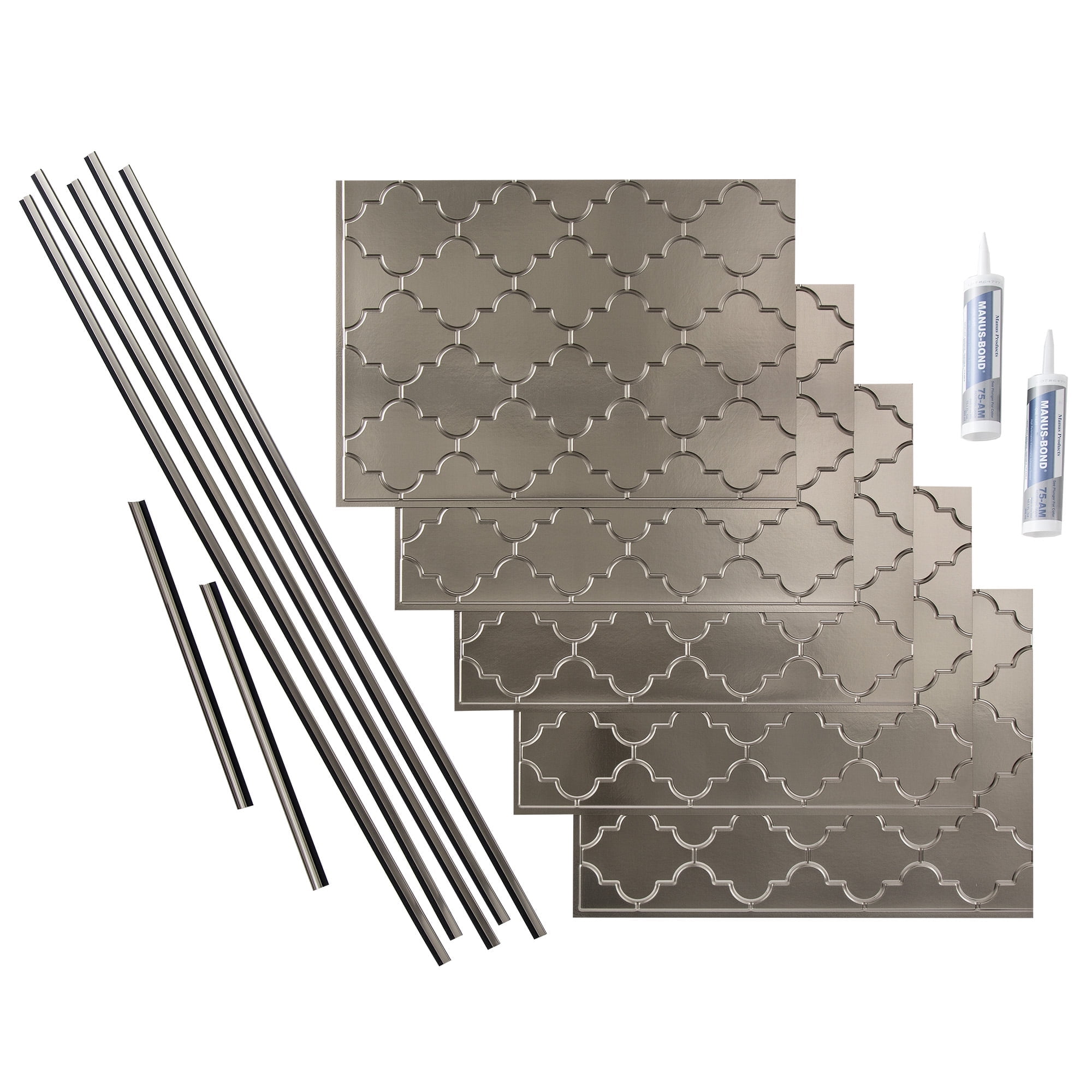 Monaco Brushed Nickel Vinyl Decorative Backsplash Kit
