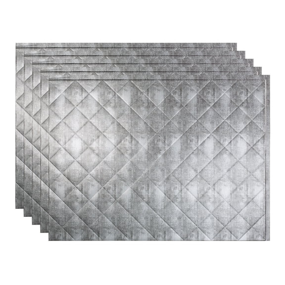 FASÄDE Quilted Decorative Vinyl 18in x 24in Backsplash Panel in Crosshatch Silver (5 Pack)