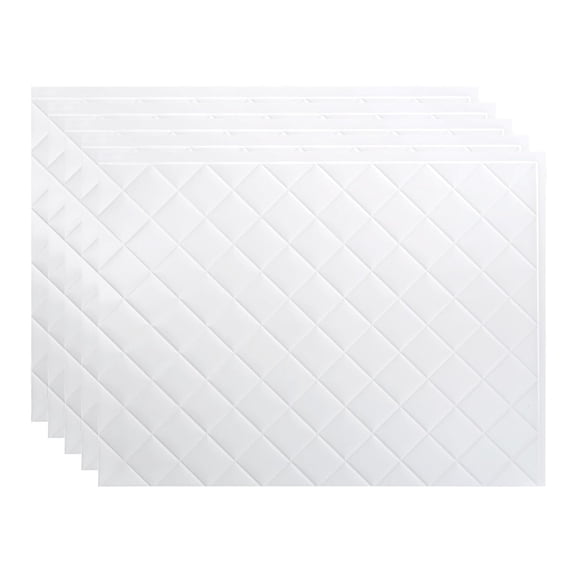 FASÄDE Quilted Decorative Vinyl 18in x 24in Backsplash Panel in Gloss White (5 Pack)