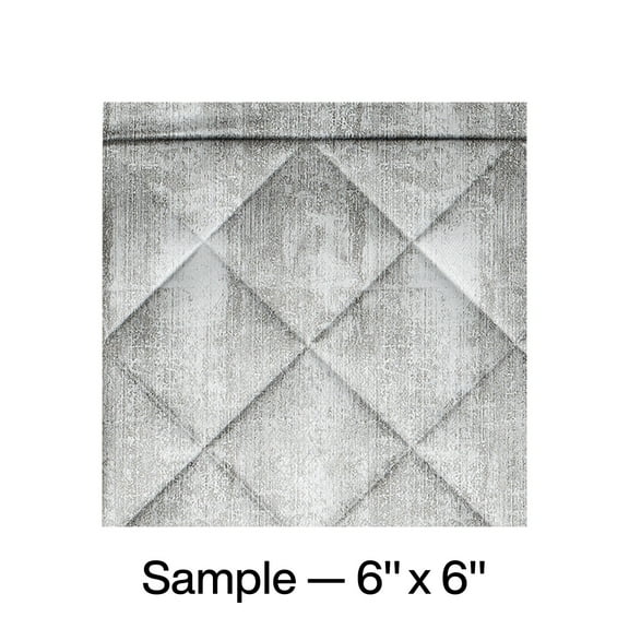 FASÄDE Quilted Decorative Vinyl Backsplash Panel in Crosshatch Silver (6X6 Inch Sample)
