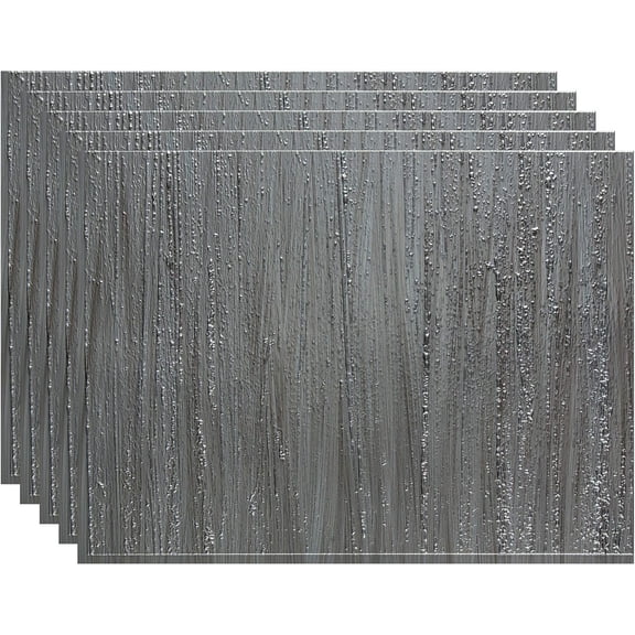 FASÄDE Rain Decorative Vinyl 18in x 24in Backsplash Panel in Brushed Steel (5 Pack)