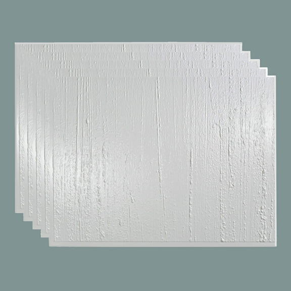 FASÄDE Rain Decorative Vinyl 18in x 24in Backsplash Panel in Gloss White (5 Pack)