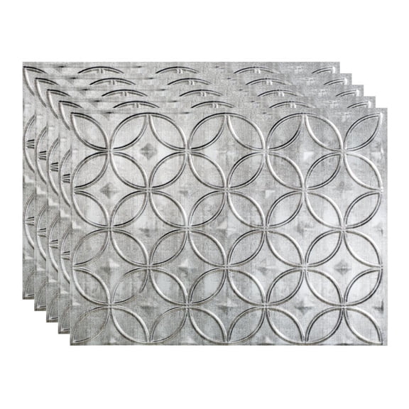 FASÄDE Rings Decorative Vinyl 18in x 24in Backsplash Panel in Crosshatch Silver (5 Pack)
