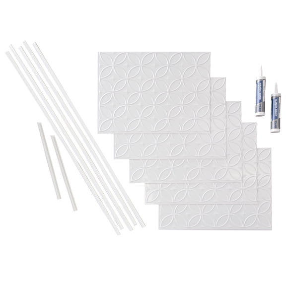 FASÄDE Rings Decorative Vinyl Backsplash 15 sq ft Kit in Gloss White