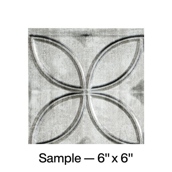 FASÄDE Rings Decorative Vinyl Backsplash Panel in Crosshatch Silver (6X6 Inch Sample)