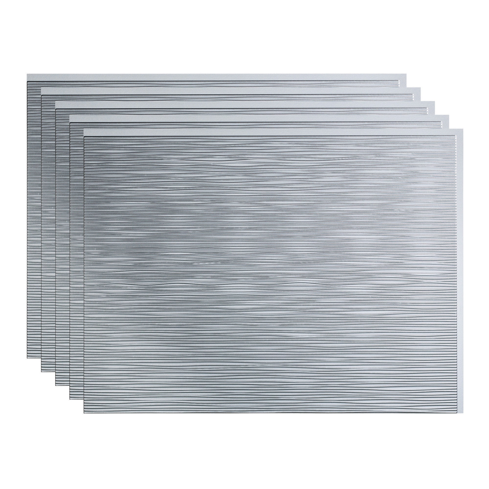 FASÄDE Ripple Decorative Vinyl 18in x 24in Backsplash Panel in Argent Silver (5 Pack)