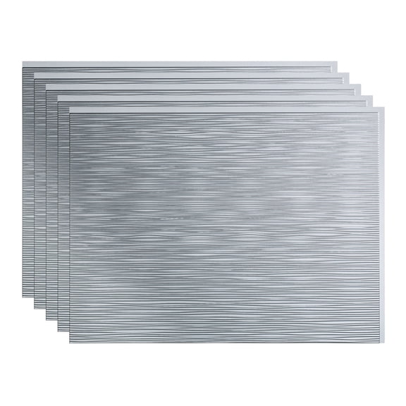 FASÄDE Ripple Decorative Vinyl 18in x 24in Backsplash Panel in Argent Silver (5 Pack)